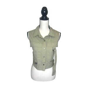 Forever 21 Khaki Safari Cropped Vest Size Large